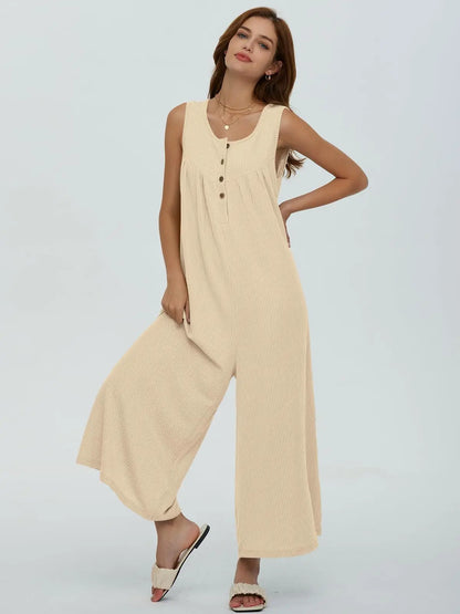 Jumpsuits- Women Textured Relaxed Fit Jumpsuit for Loungewear- - Chuzko Women Clothing