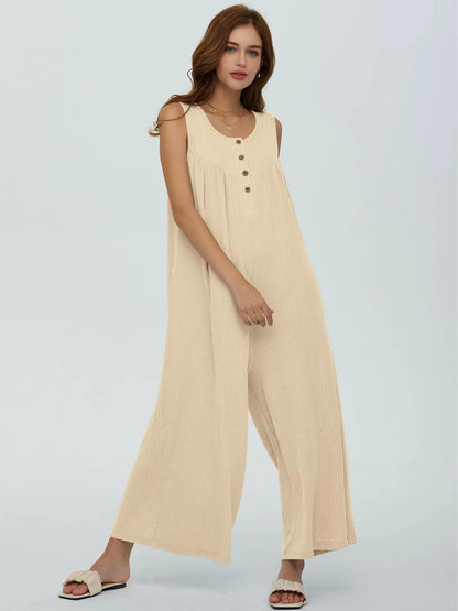 Jumpsuits- Women Textured Relaxed Fit Jumpsuit for Loungewear- - Chuzko Women Clothing