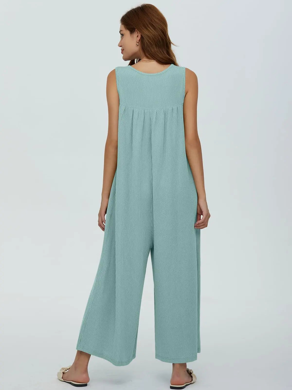 Jumpsuits- Women Textured Relaxed Fit Jumpsuit for Loungewear- - Chuzko Women Clothing