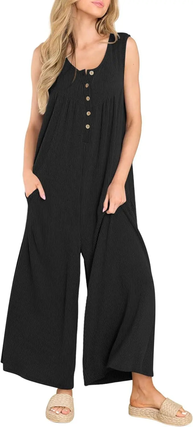 Jumpsuits- Women Textured Relaxed Fit Jumpsuit for Loungewear- - Chuzko Women Clothing