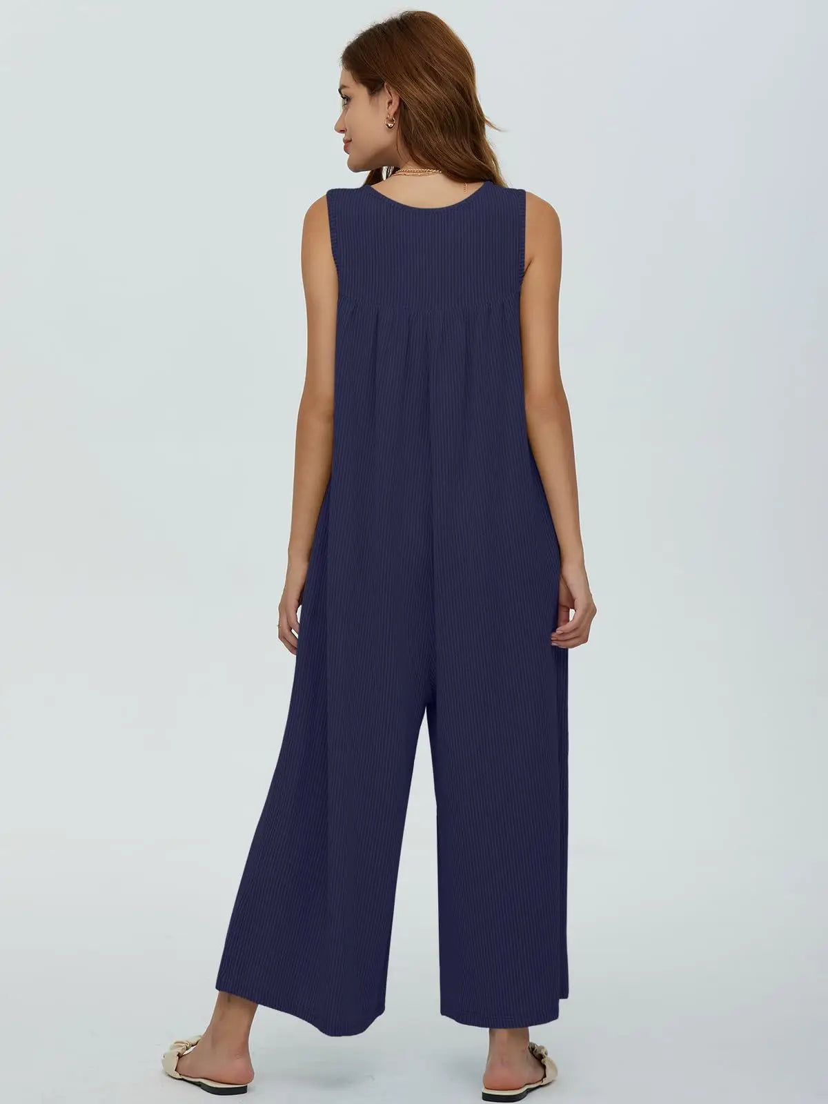 Jumpsuits- Women Textured Relaxed Fit Jumpsuit for Loungewear- - Chuzko Women Clothing