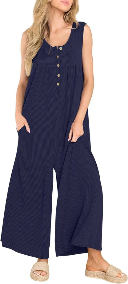 Jumpsuits- Women Textured Relaxed Fit Jumpsuit for Loungewear- - Chuzko Women Clothing