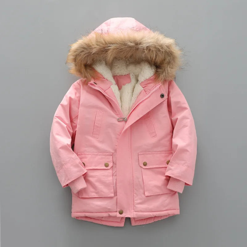 Kids Coats - Kid's Hooded Winter Coat Fleece-Lined Jacket