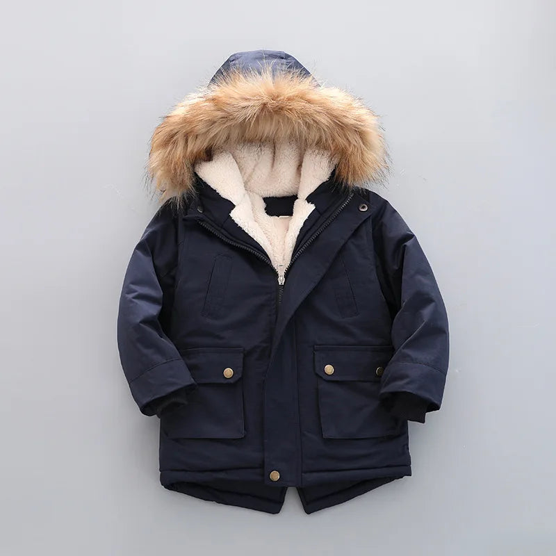 Kids Coats - Kid's Hooded Winter Coat Fleece-Lined Jacket