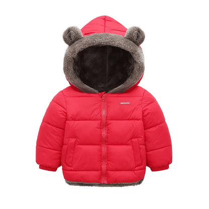 Kids Coats - Plush Ear Puffer Jacket Bear Hooded Outerwear for Kids