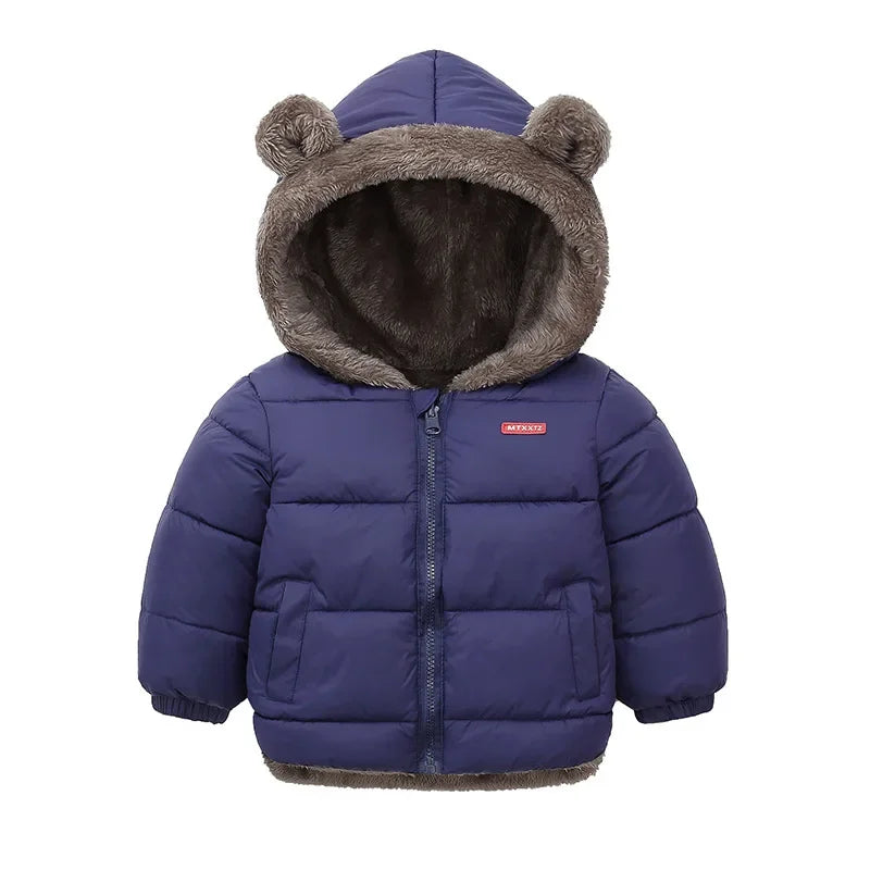 Kids Coats - Plush Ear Puffer Jacket Bear Hooded Outerwear for Kids