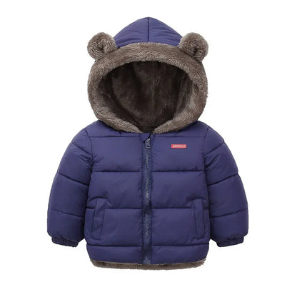 Kids Coats - Plush Ear Puffer Jacket Bear Hooded Outerwear for Kids