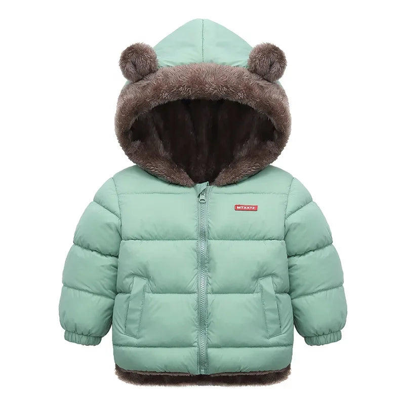 Kids Coats - Plush Ear Puffer Jacket Bear Hooded Outerwear for Kids