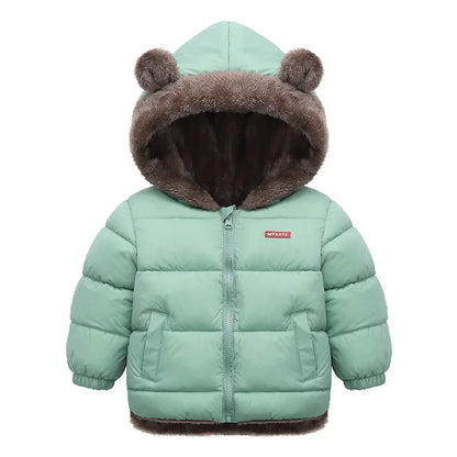 Kids Coats - Plush Ear Puffer Jacket Bear Hooded Outerwear for Kids