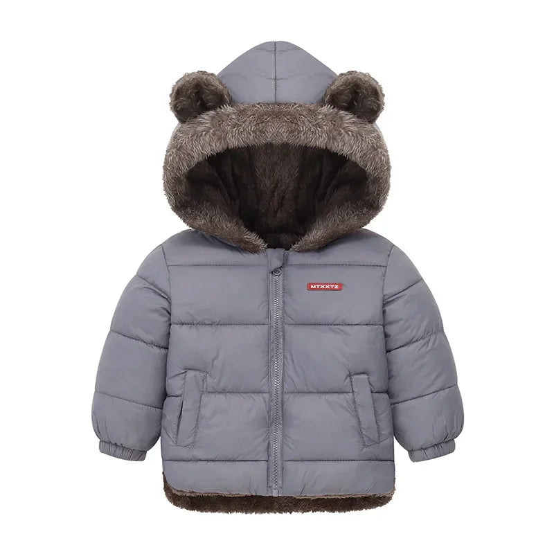 Kids Coats - Plush Ear Puffer Jacket Bear Hooded Outerwear for Kids