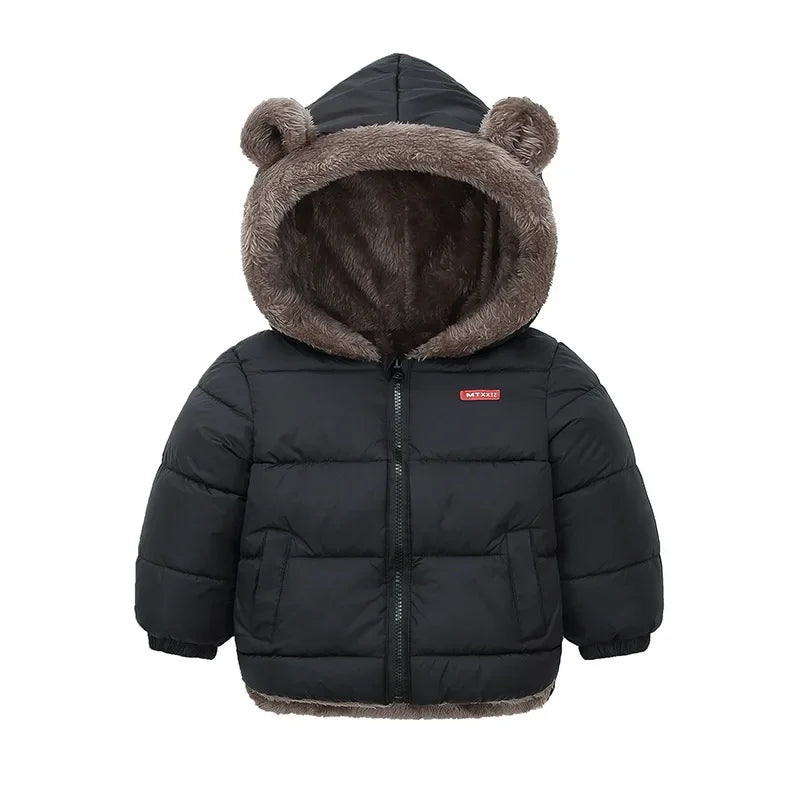 Kids Coats - Plush Ear Puffer Jacket Bear Hooded Outerwear for Kids