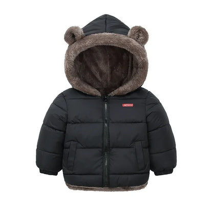 Kids Coats - Plush Ear Puffer Jacket Bear Hooded Outerwear for Kids