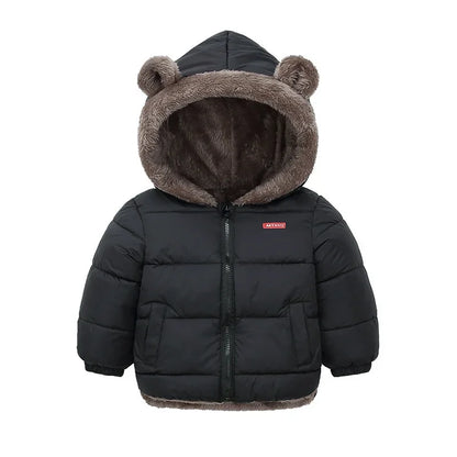 Kids Coats - Plush Ear Puffer Jacket Bear Hooded Outerwear for Kids