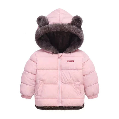 Kids Coats - Plush Ear Puffer Jacket Bear Hooded Outerwear for Kids