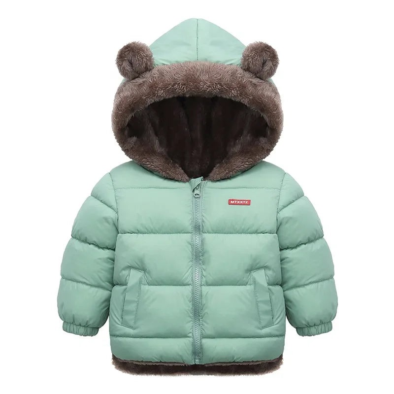 Kids Coats - Plush Ear Puffer Jacket Bear Hooded Outerwear for Kids