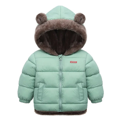 Kids Coats - Plush Ear Puffer Jacket Bear Hooded Outerwear for Kids