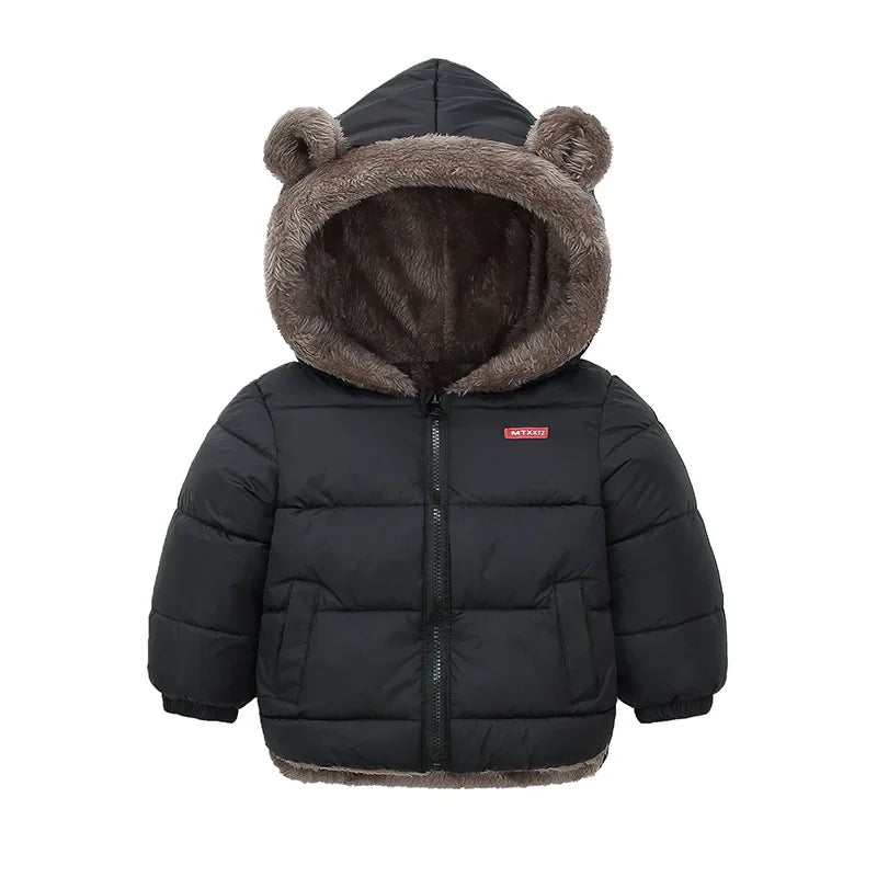 Kids Coats - Plush Ear Puffer Jacket Bear Hooded Outerwear for Kids