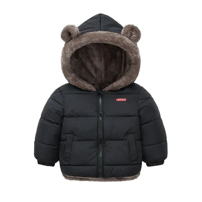 Kids Coats - Plush Ear Puffer Jacket Bear Hooded Outerwear for Kids