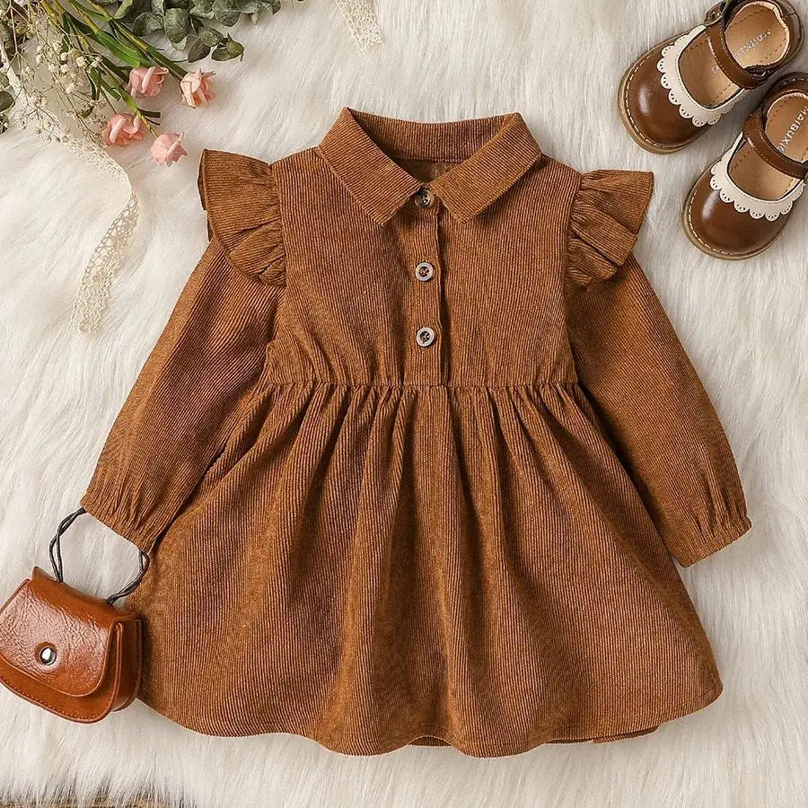 Kids Dresses - Autumn Toddler Corduroy Dress for Birthday parties