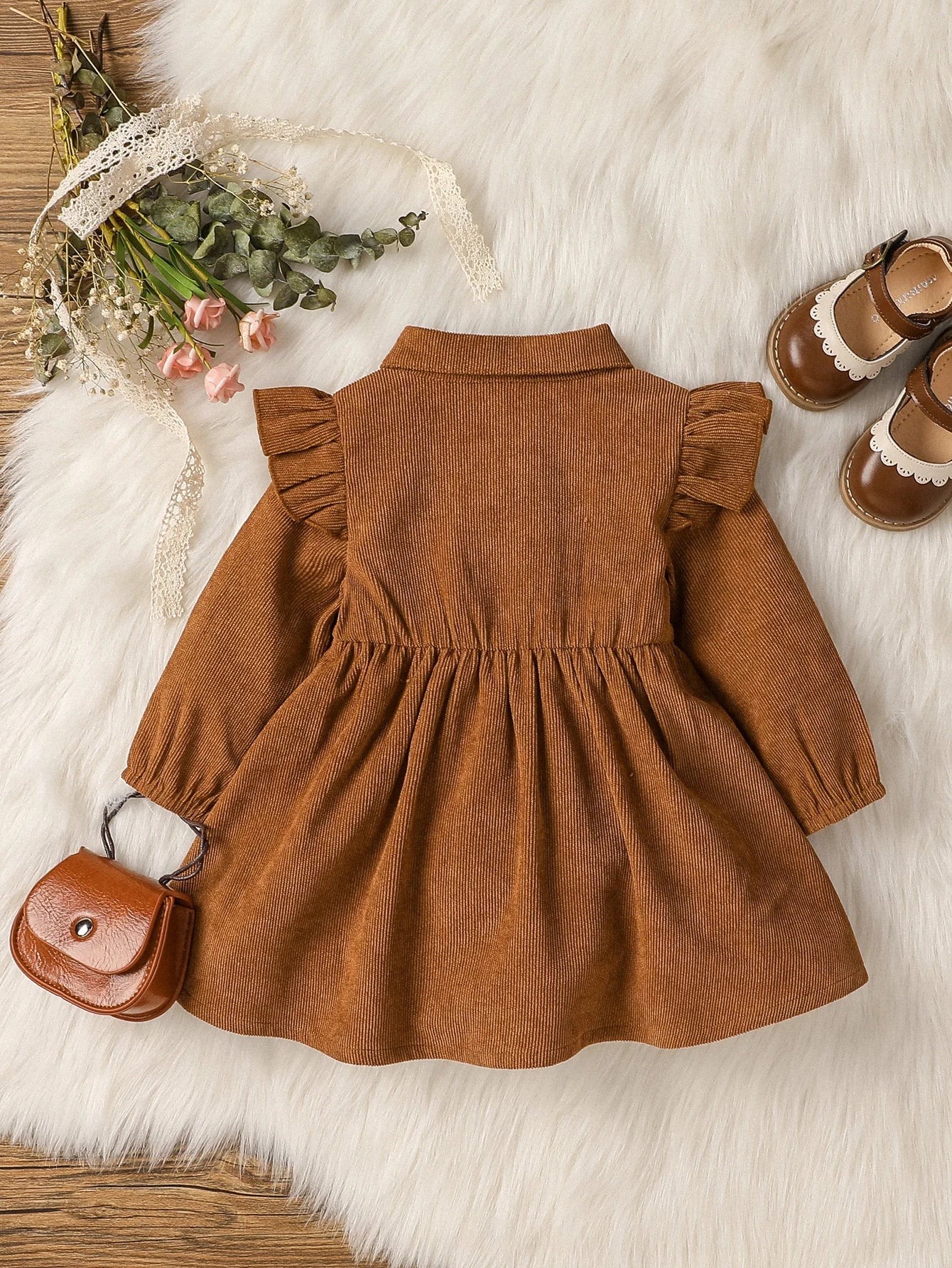 Kids Dresses - Autumn Toddler Corduroy Dress for Birthday parties