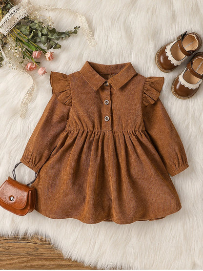 Kids Dresses - Autumn Toddler Corduroy Dress for Birthday parties