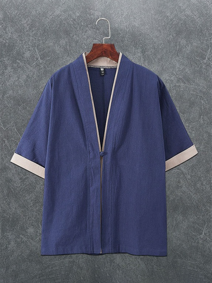 Kimono Shirt- Men's Linen Blend Kimono Shirt - Perfect for Summer Evenings- Champlain color- Pekosa Women Fashion