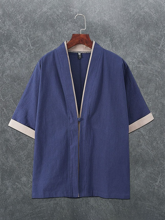 Kimono Shirt- Men's Linen Blend Kimono Shirt - Perfect for Summer Evenings- Champlain color- Pekosa Women Fashion