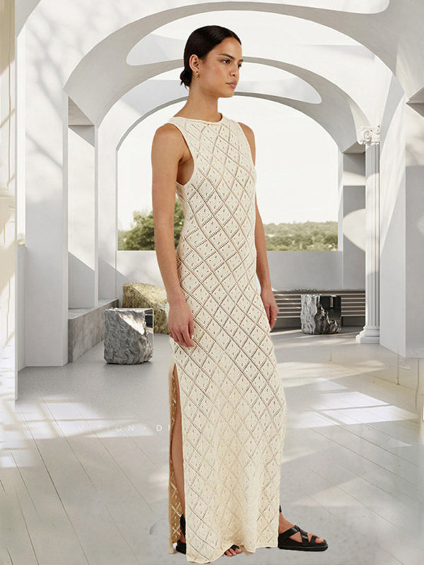 Knit Dresses - Beach Vacation Geometric Knit Maxi Dress