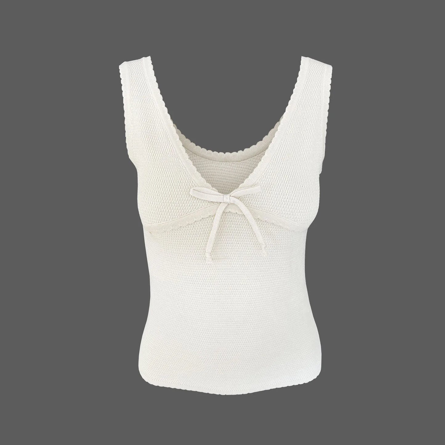 Knit Tops - Dual-Tone Knitwear Sleeveless Tie Knit Top