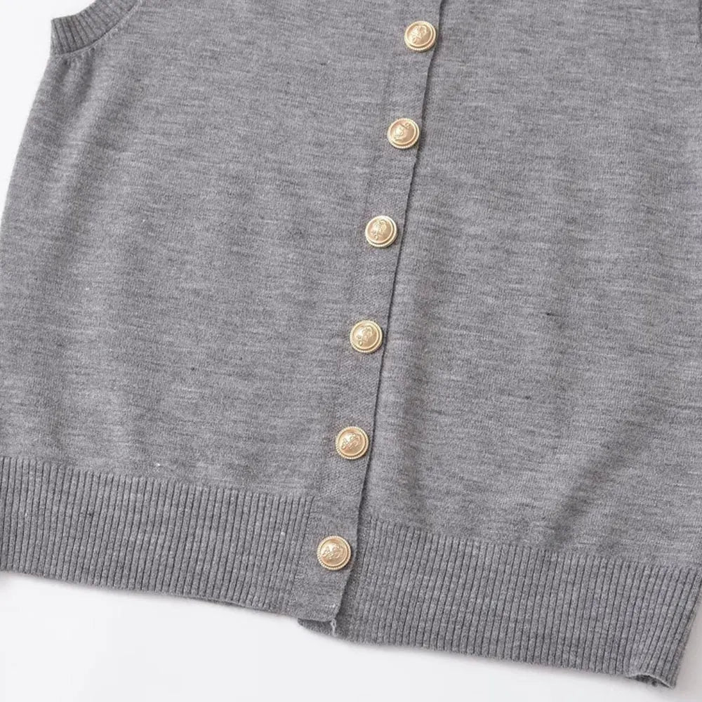 Knit Tops - Heathered Gray Top Sleeveless Sweater for Coffee Dates