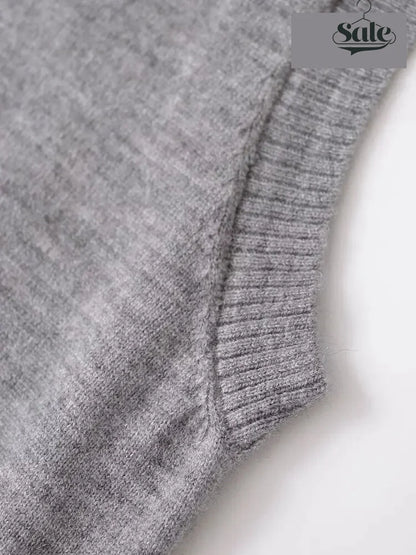 Knit Tops - Heathered Gray Top Sleeveless Sweater for Coffee Dates