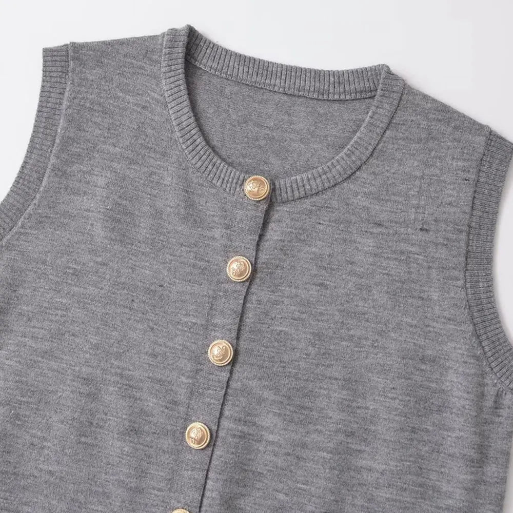 Knit Tops - Heathered Gray Top Sleeveless Sweater for Coffee Dates