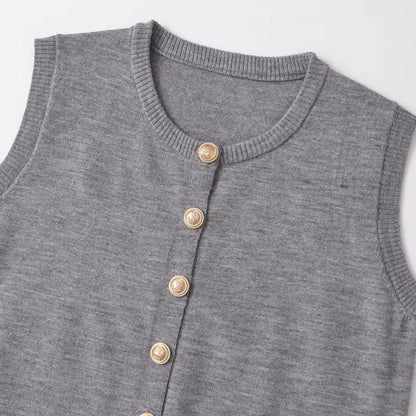 Knit Tops - Heathered Gray Top Sleeveless Sweater for Coffee Dates