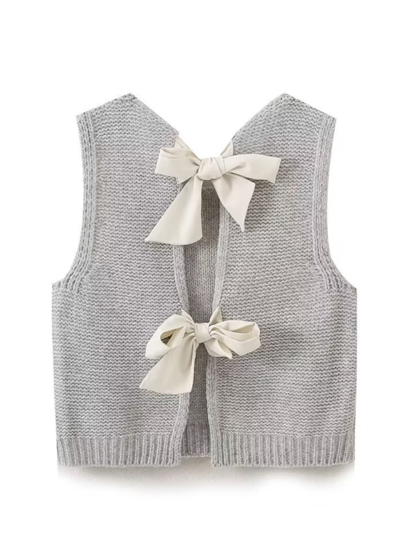 Knit Tops- New Fashion Vest Bow Tie Sweater Vest