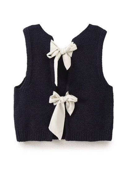 Knit Tops - New Fashion Vest Bow Tie Sweater Vest