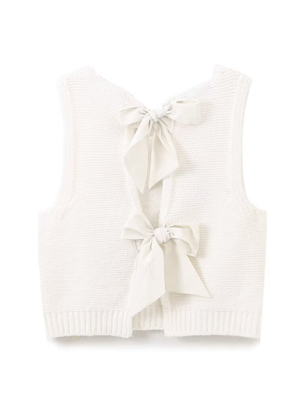 Knit Tops - New Fashion Vest Bow Tie Sweater Vest