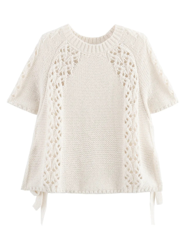 Knit Tops- Women Crochet Tie-Side Top- - Pekosa Women Fashion