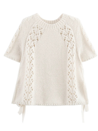 Knit Tops- Women Crochet Tie-Side Top- - Pekosa Women Fashion