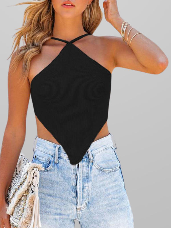 Knit Scarf Halter Women's Backless Summer Top