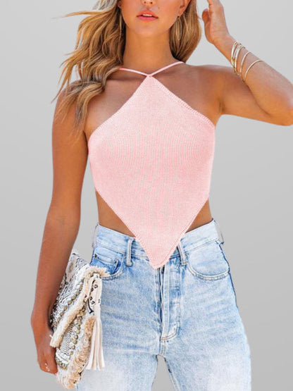 Knit Scarf Halter Women's Backless Summer Top