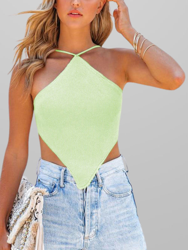 Knit Scarf Halter Women's Backless Summer Top