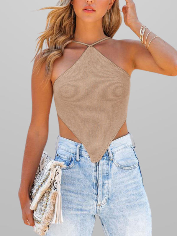 Knit Scarf Halter Women's Backless Summer Top