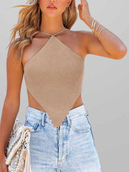 Knit Scarf Halter Women's Backless Summer Top