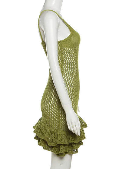 Knitting Dresses- Vacation V-Neck Cover-Up Dress for Beach Parties- - Pekosa Women Fashion