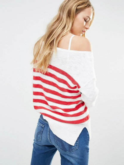 Knitting Sweaters- Patriotism American Flag Knit Sweater for Women- - Pekosa Women Fashion