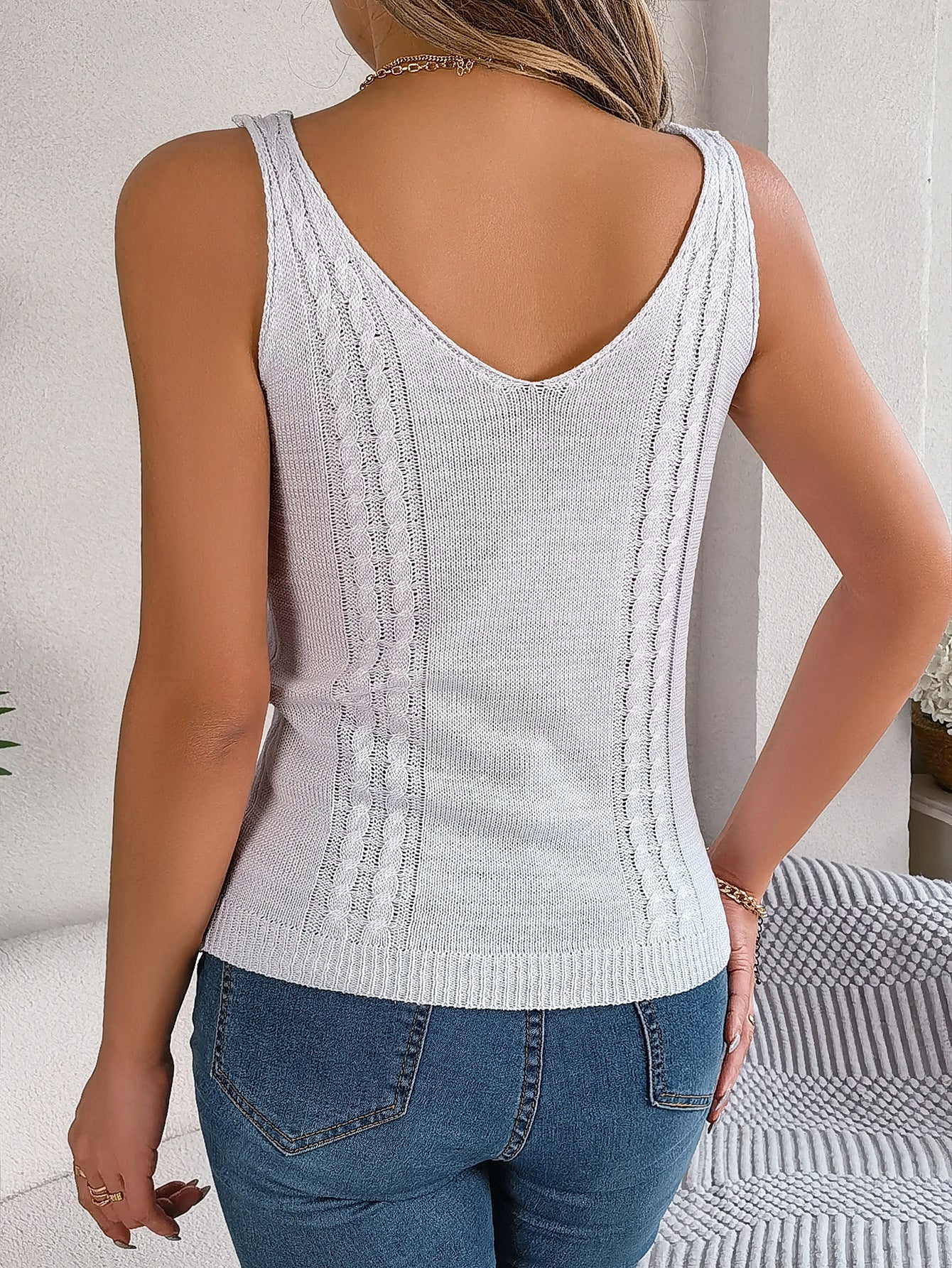 Knitting Tops- Women's Open Knitting Tank Top - Sleeveless Knit Cami for Summer- - Chuzko Women Clothing