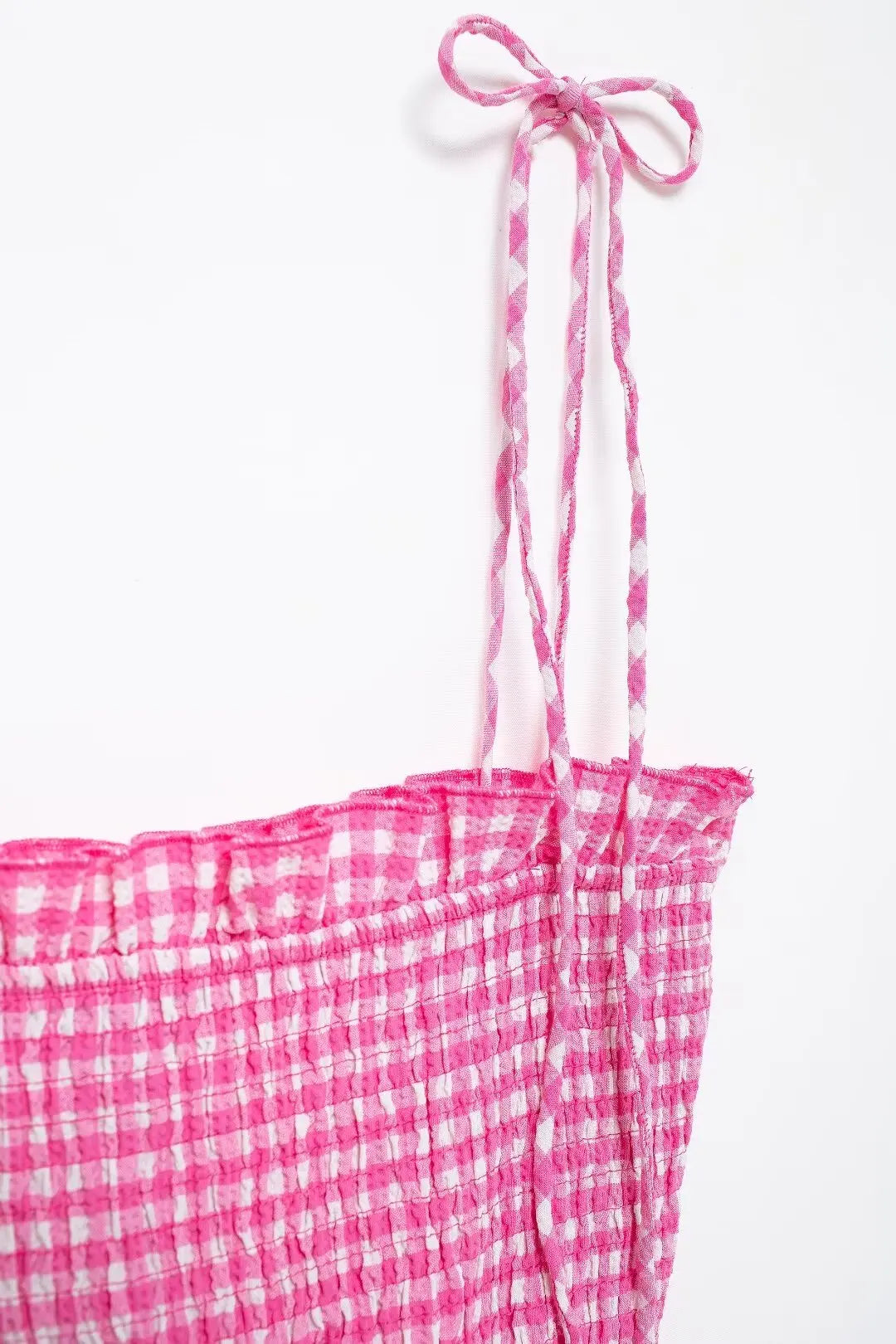 Pretty Pink Summer Tiered Gingham Dress