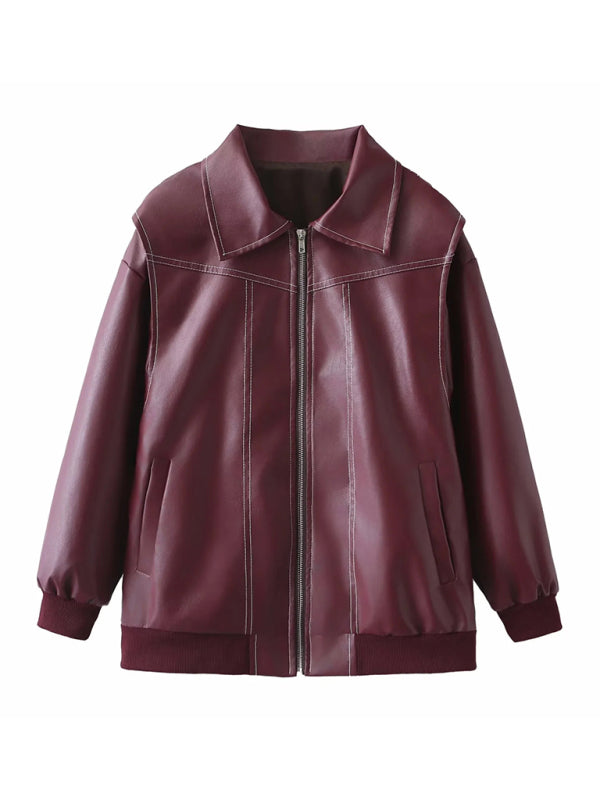 Leather Jackets - Faux Leather Bomber Moto Jacket