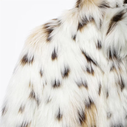 Leopard Jackets - Leopard Faux Fur Winter Jacket for Social Events