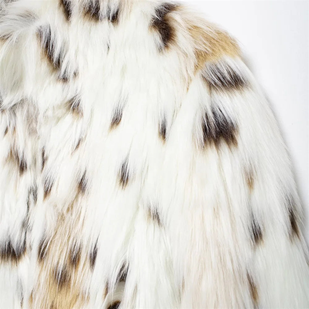 Leopard Jackets - Leopard Faux Fur Winter Jacket for Social Events